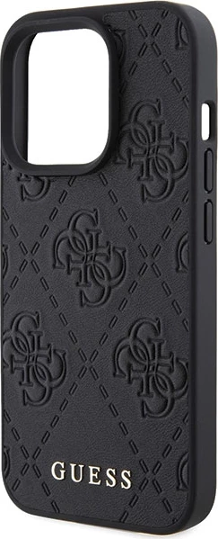 Mbështjellës Guess Leather 4G Stamped për iPhone 15 Pro, i zi