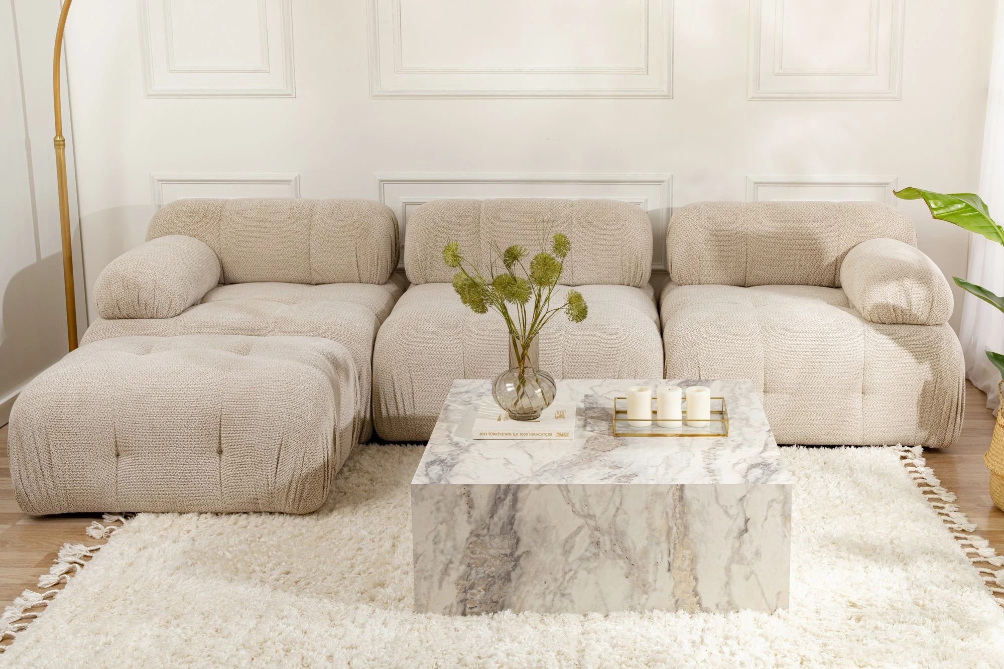 Tavolinë kafeje Nordure, Prizma, ngjyrë Freesia Marble