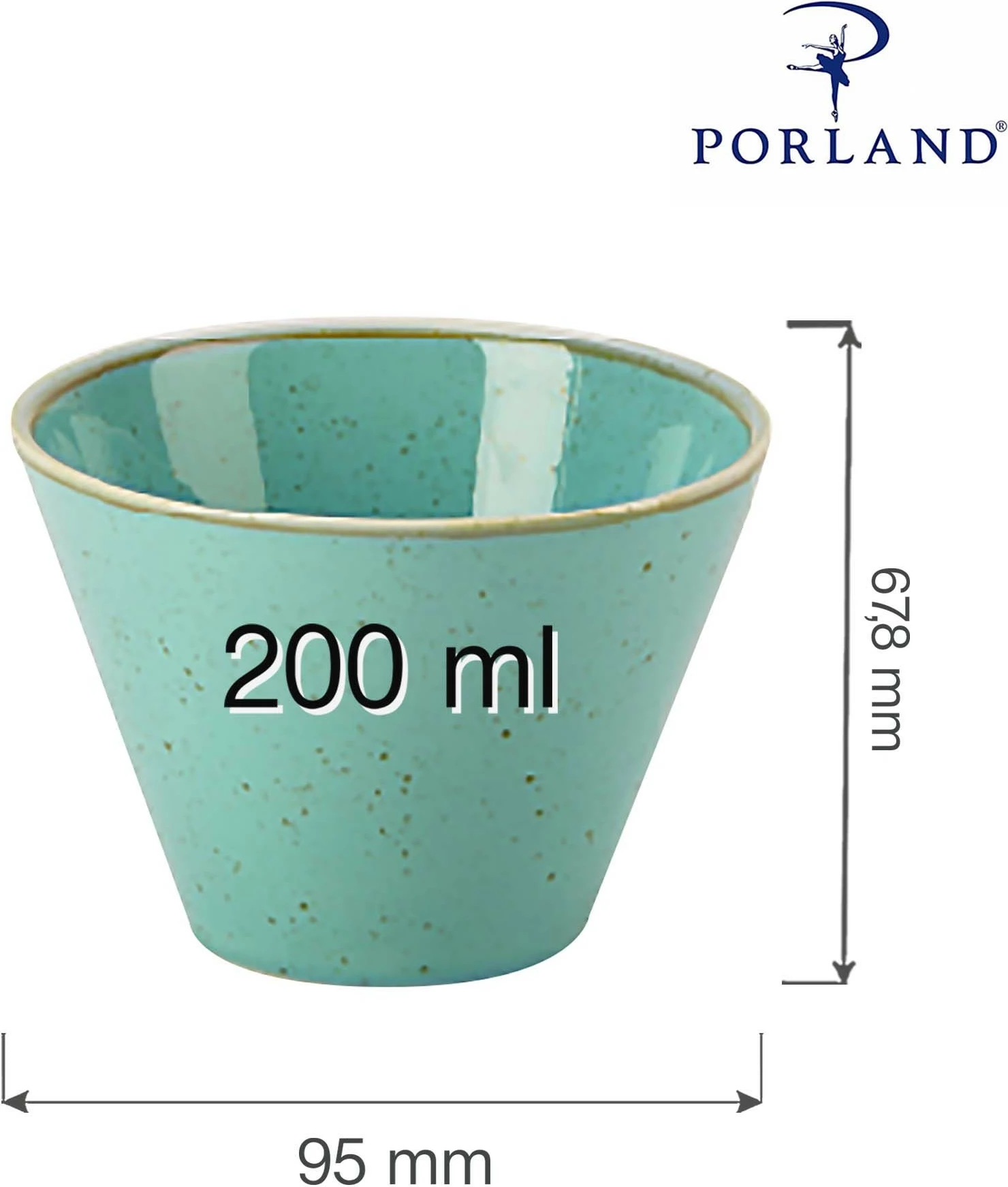 Tas konik Porland Seasons Laguna 200 ml, porcelan, Ø95 mm, kaltër qielli, set 6 copë