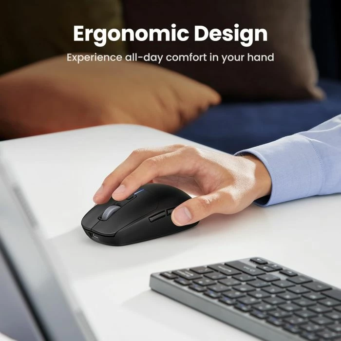 Maus UGREEN 90539, 5000 DPI, 2.4G + Bluetooth 5.0 + USB, bateri 700mAh, zi