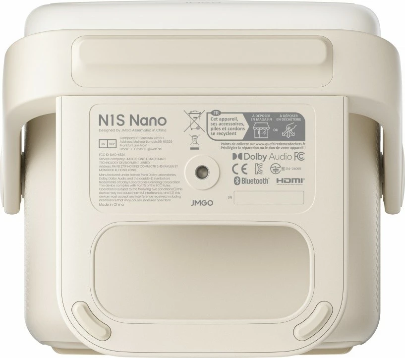 Projektor LED FHD, JMGO N1S Nano J61-7K1, 460 ISO lumens, Google TV, 200 inç maksimum, HDMI 2.1, Wi‑Fi/Bluetooth, bezhë