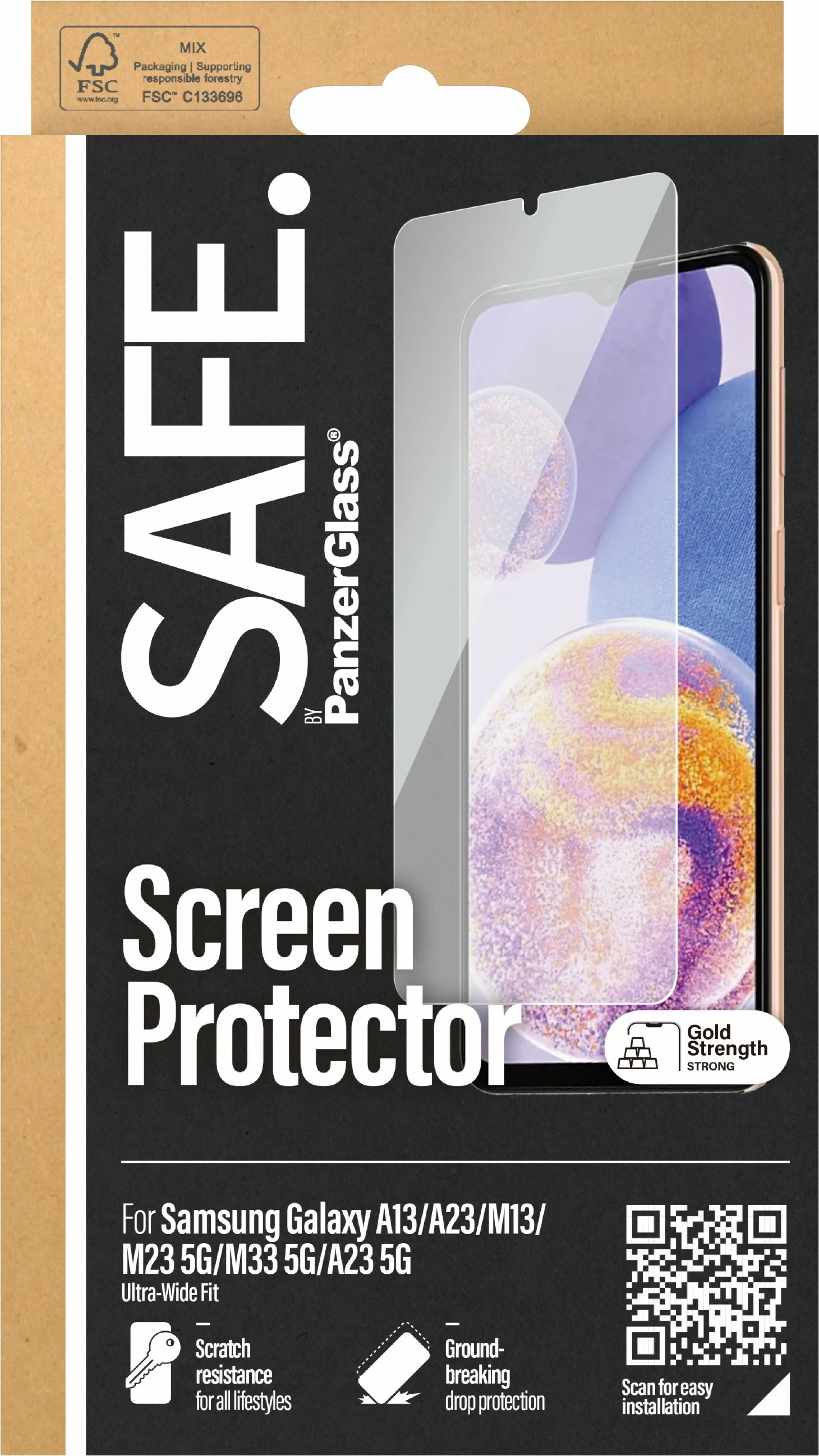 Mbrojtës ekrani PanzerGlass SAFE për Samsung Galaxy A13/A23/M13/M23 5G/M33 5G