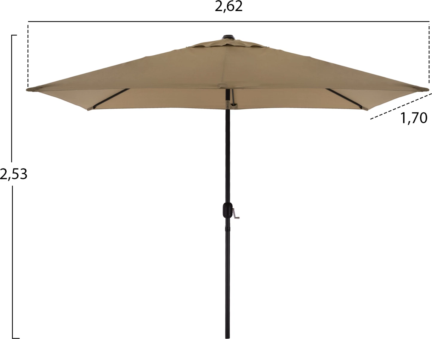 Ombrellë alumini, FH6029.02, drejtkëndëshe, ngjyrë gri dhe moka, 262x170x253 cm