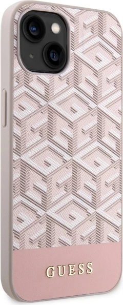 Mbështjellës Guess GCube Stripes MagSafe për iPhone 14 Plus 6.7", rozë