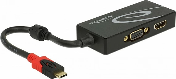 Adapter DeLOCK 87730 USB-C në HDMI/VGA, 3840x2160, i zi