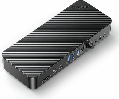 Docking station USB-C Orico DKA20-V1 10Gbps 2xDP 4K HDMI 4K PD 60W 6xUSB-A SD/microSD RJ-45 VGA, e zezë