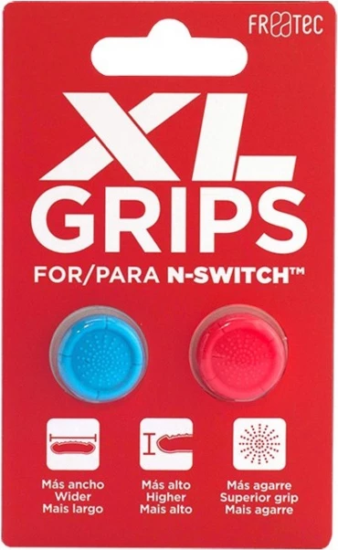 Shtesa për thumbat analog FR-TEC Grips Pro XL për Nintendo Switch, 2 copë, vjollcë/kuqe 2