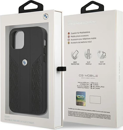 Mbështjellës BMW Curve Perforate për iPhone 12 mini, 5.4", i zi