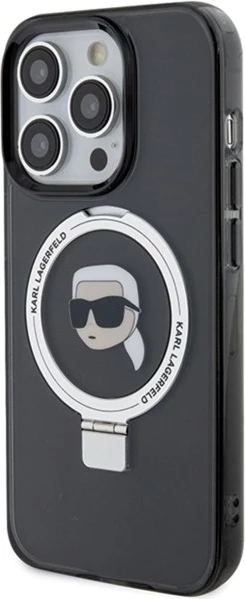 Mbështjellës Karl Lagerfeld KLHMP15XHMRSKHK për iPhone 15 Pro Max 6.7", me unazë MagSafe, zi