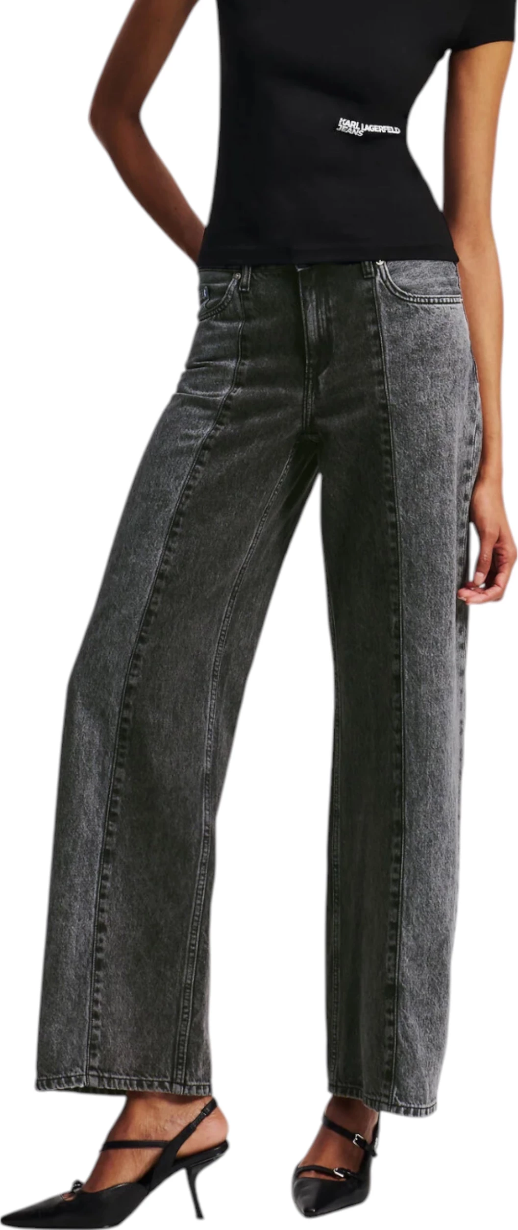 Xhinse për femra Karl Lagerfeld Jeans KLJ MR Relaxed Bloked Denim A3W10070, të zeza