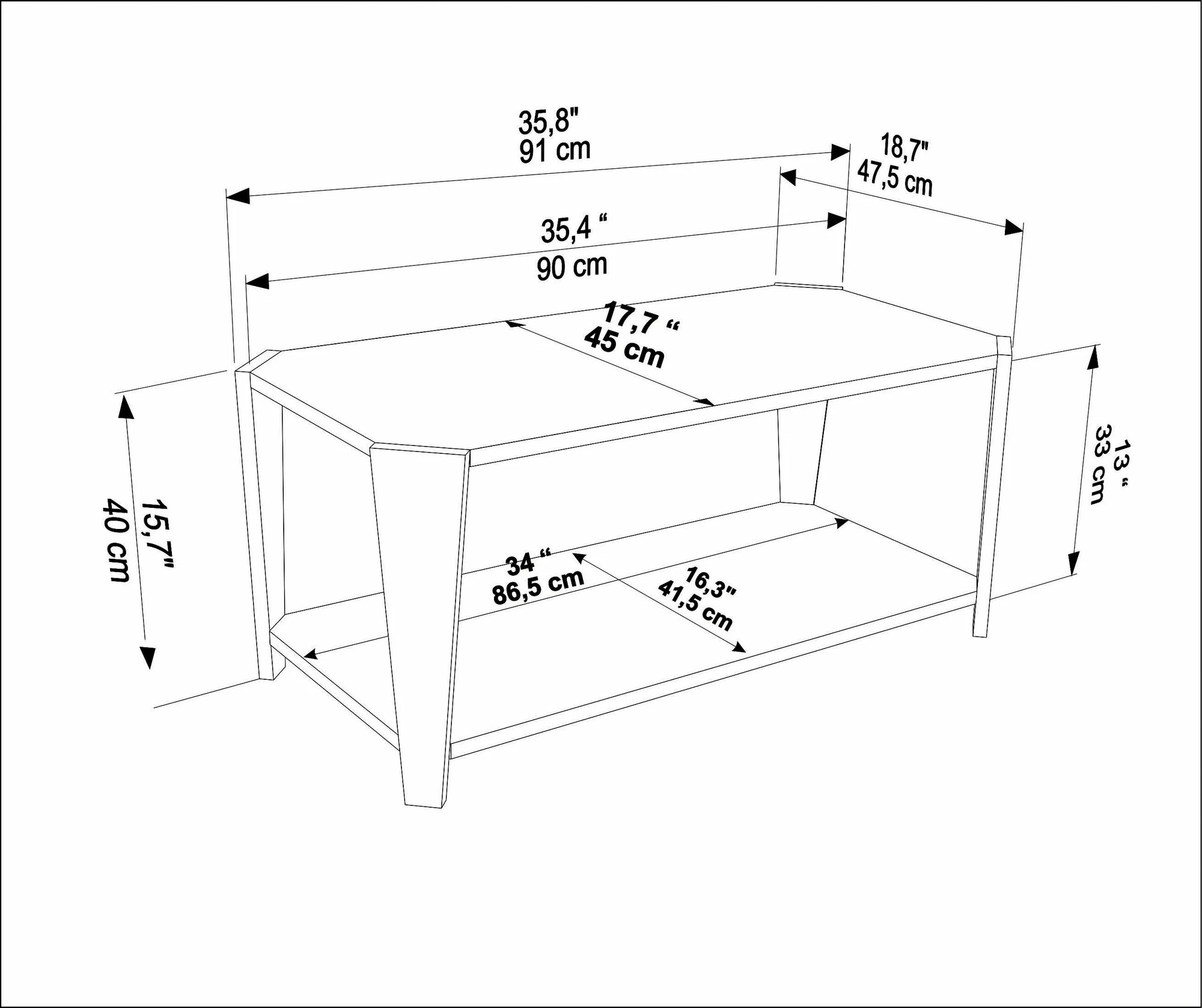 Tavolinë kafeje, ngjyrë arrë dhe e zezë, Skye Decor, Monaco