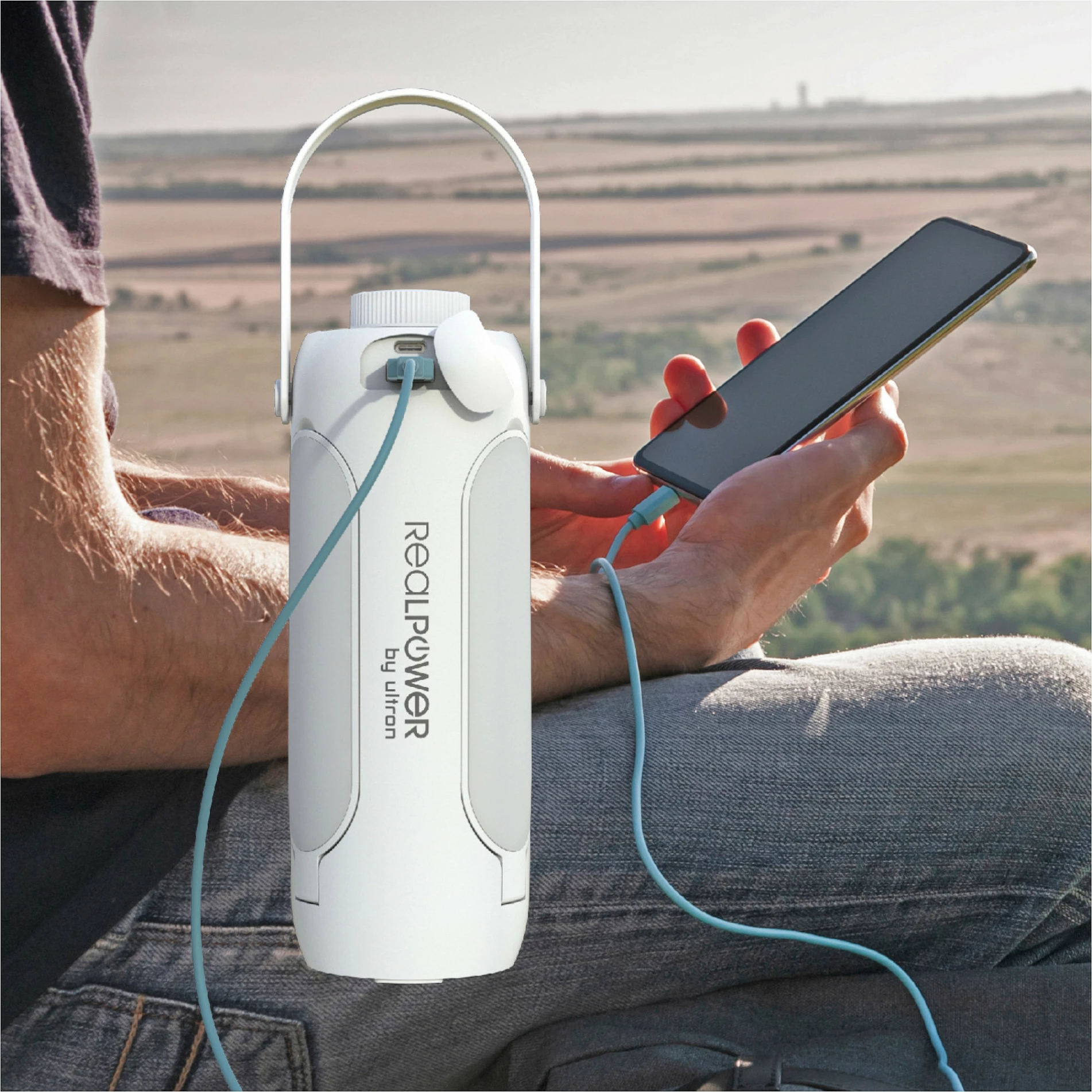 Llambë kampingu LED RealPower 463610, 6000mAh, USB-C, IP44, e bardhë