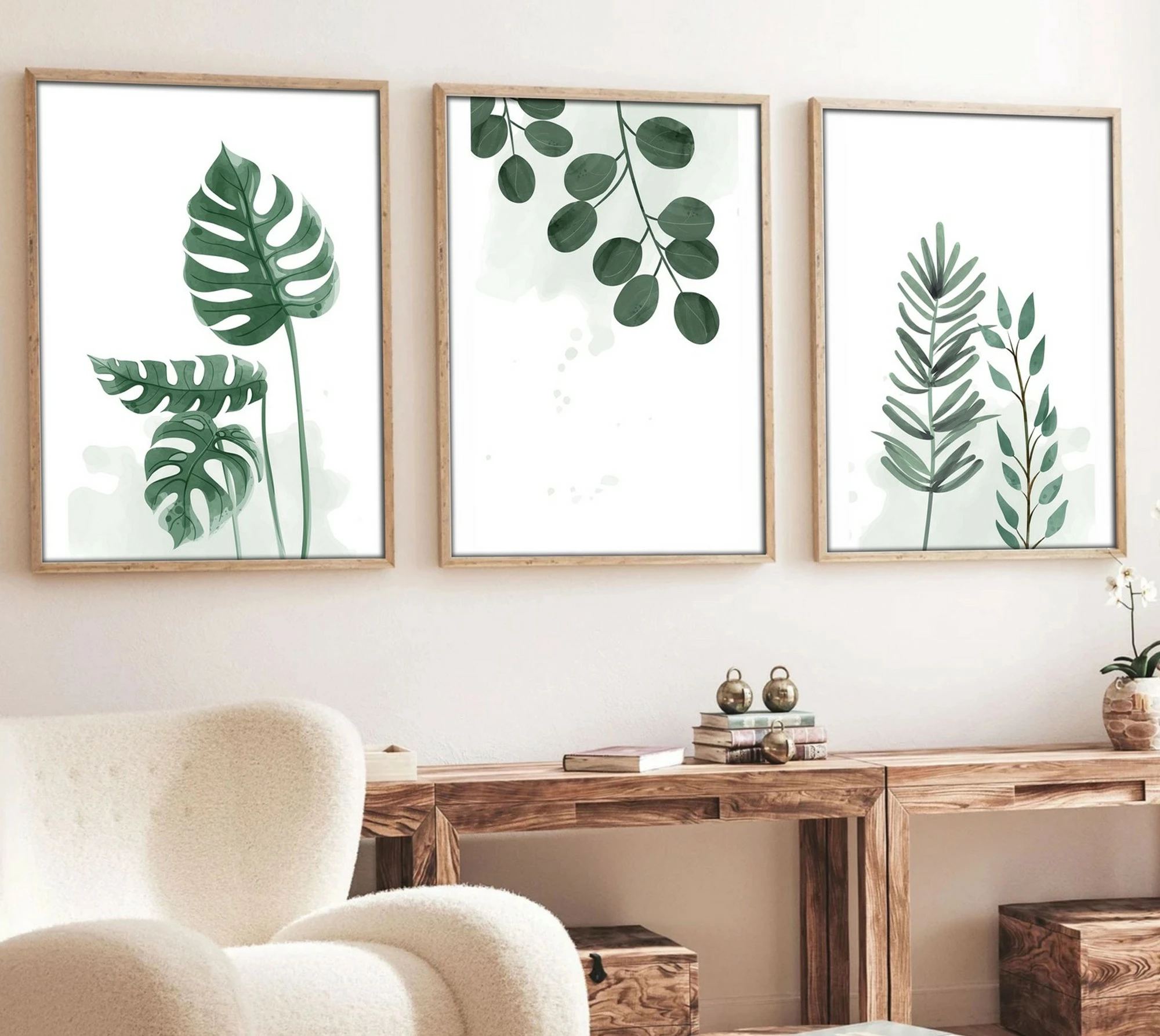 Pikturë dekorative me kornizë MDF (3 copë), Wallity, Huhu193, 30x40