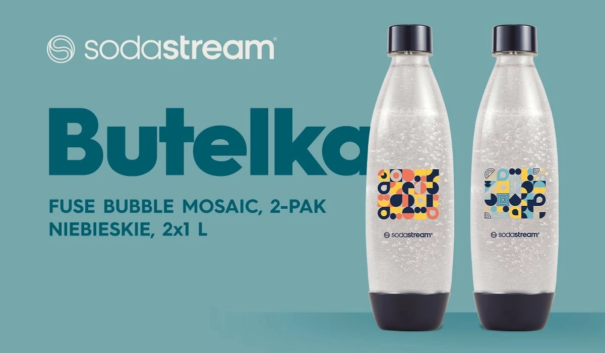 Shishe Sodastream Fuse Bubble Mosaic 1L, blu, set 2 copë