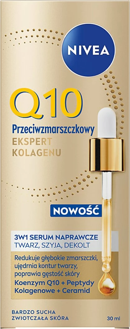 Serum kundër rrudhave Nivea Q10 Collagen Expert Repair 3-in-1 për femra, 30ml