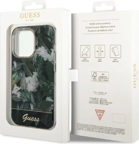 Mbështjellës Guess Jungle Collection për iPhone 14 Pro Max, Gjelbër