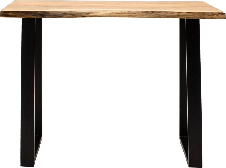 Tavolinë bar Miles dru akacie masiv 3.7-4cm ngjyrë natyrale me këmbë metalike të zeza 120x53x97cm
