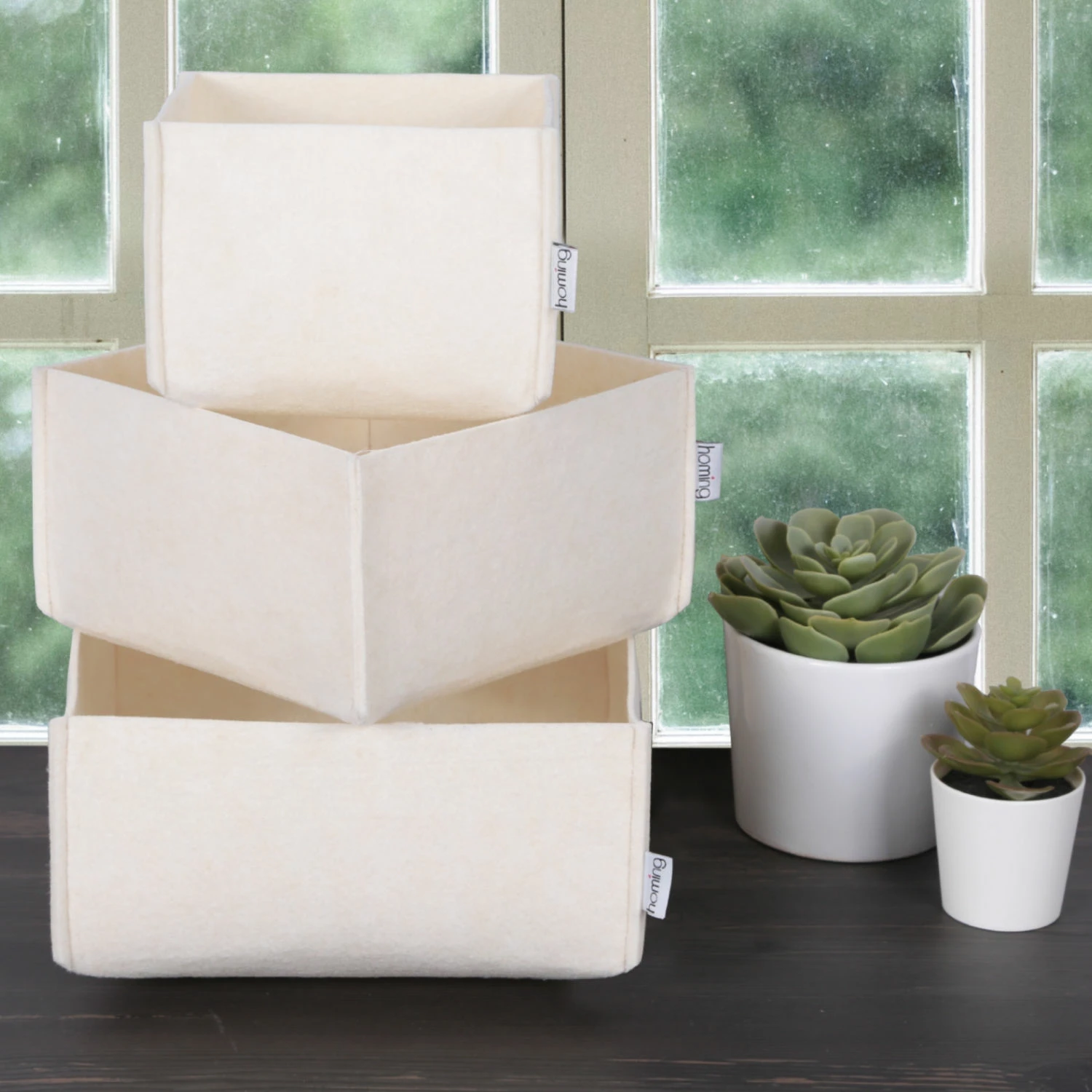 Set organizues tavoline prej ndjese, krem, 3 copë, Aberto Design, HMY-6268