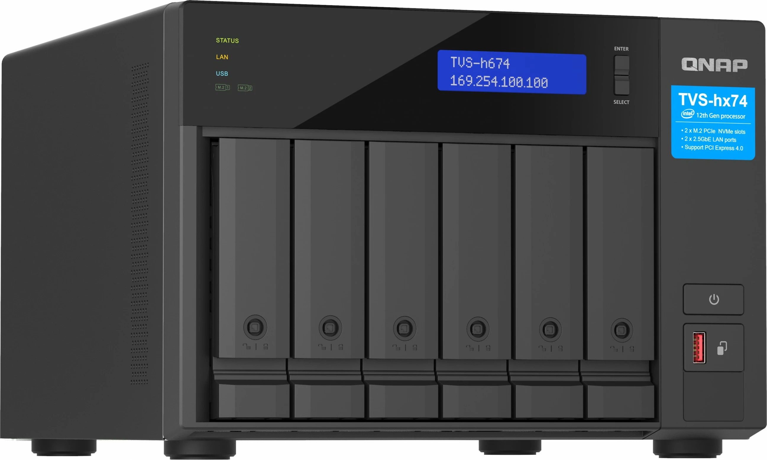 NAS QNAP TVS-H674-I3-16G, Intel Core i3-12100, 16GB RAM, 6-bay, e zezë