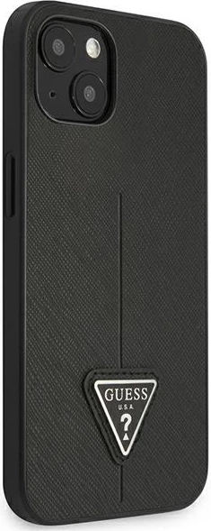 Mbështjellës Guess Saffiano Triangle për iPhone 13 mini, i fortë, i zi