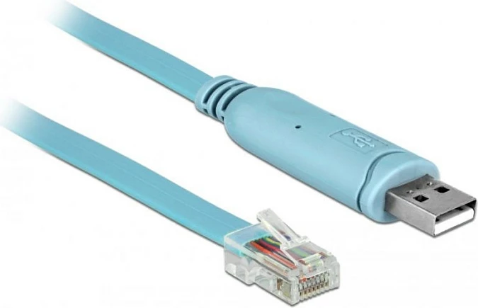 Adapter USB 2.0 DeLOCK FT232RL, USB-A në RJ45 RS-232, 2 m, blu