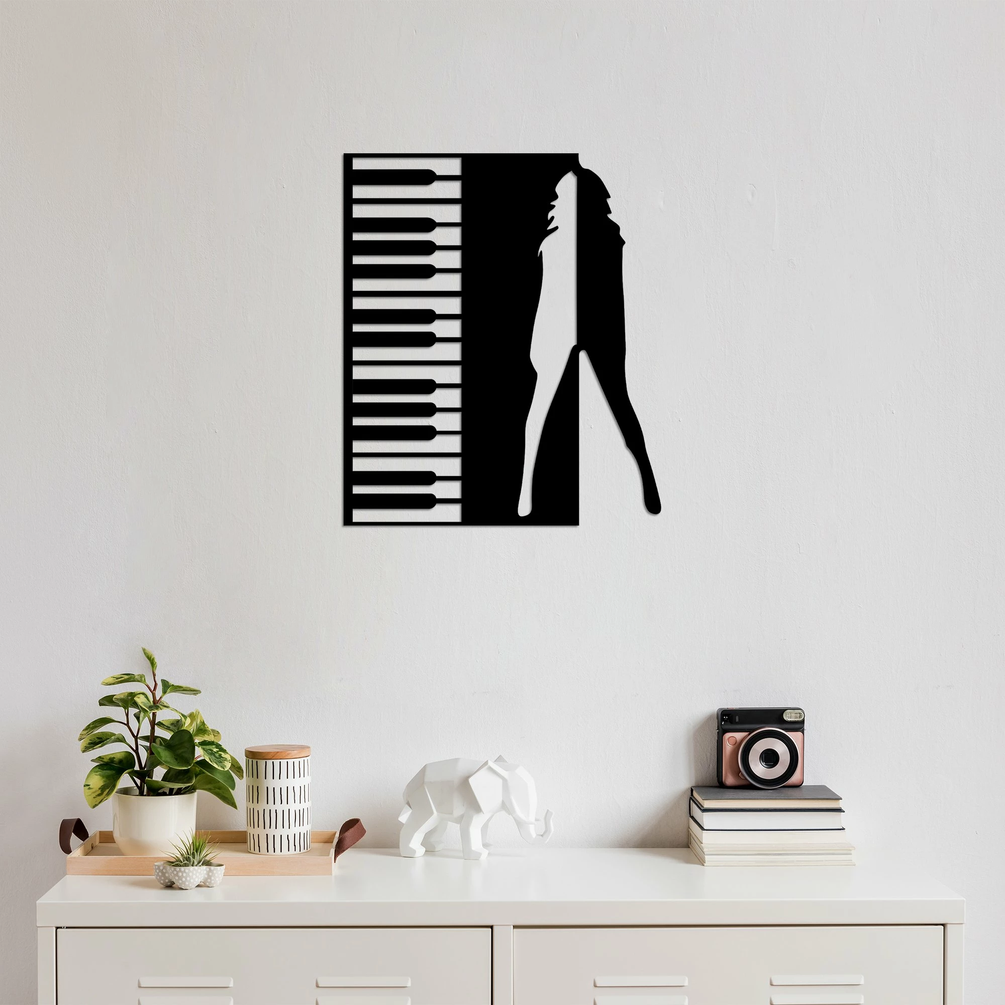 Aksesor dekorativ metalik për mur Wallity, Dance, ngjyrë e zezë, 60x70cm