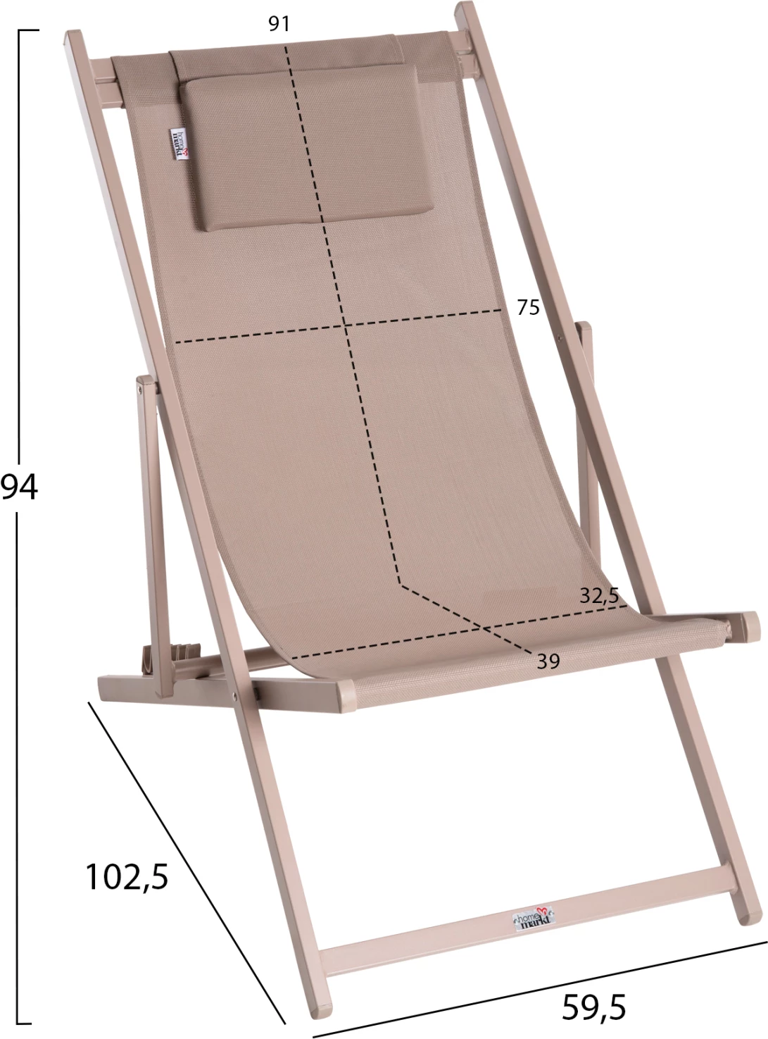 Karrige lounge profesionale KEA FH5076.03 alumin & textilene ngjyrë shampanje 59,5x102,5x94H cm