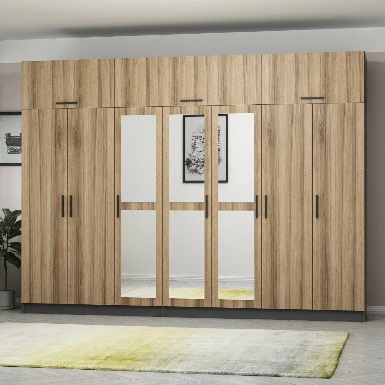 Dollap Skye Decor, ngjyrë arre dhe antracit, 315x235x52cm