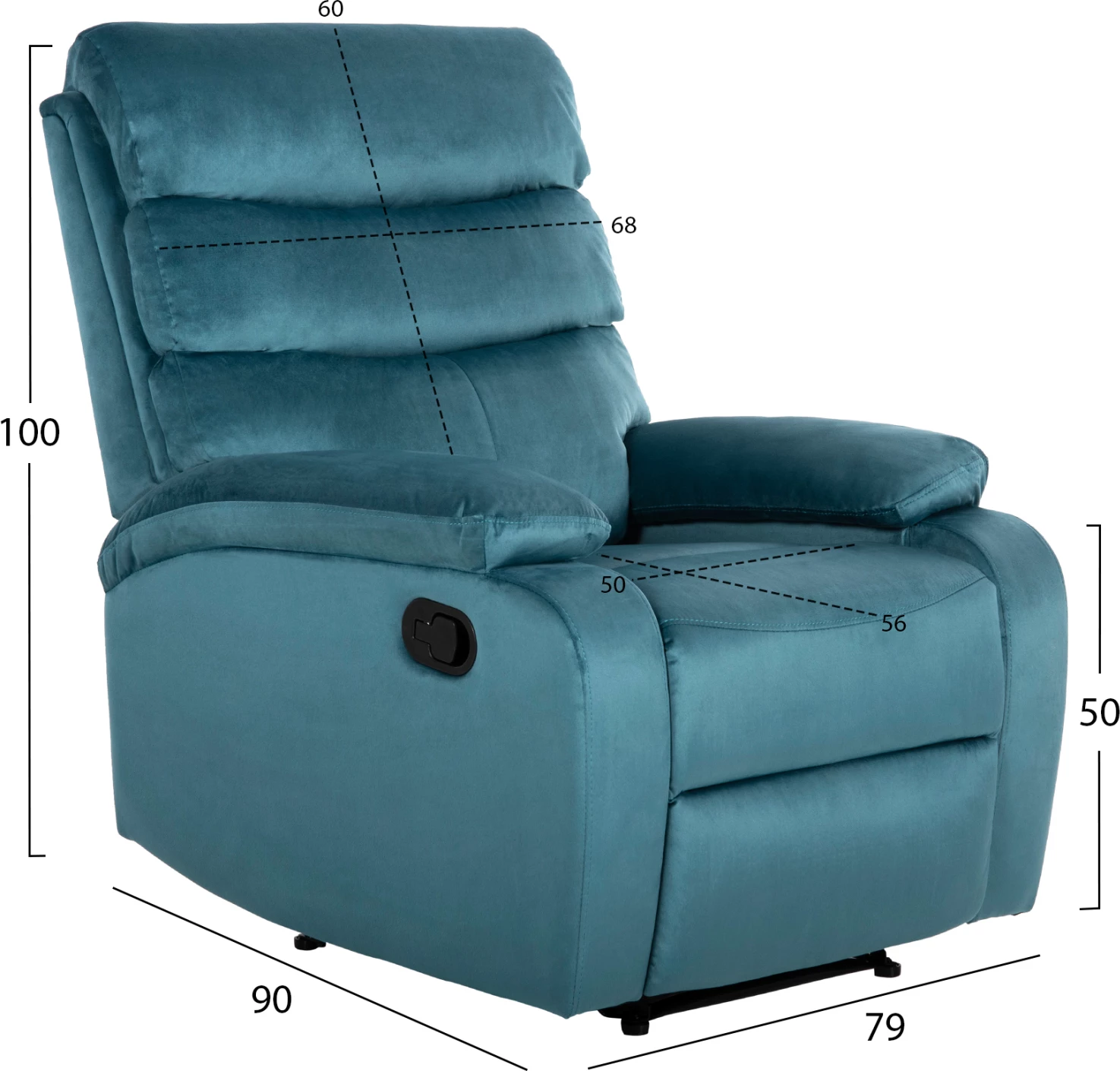 Karrige relaksuese YASUMU FH9783.06, kadife ngjyrë blu petrol, 80x93x100H cm