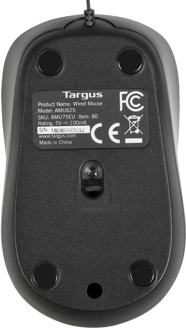 Maus Targus me kabllo tërheqëse, USB, 1000 DPI, i zi