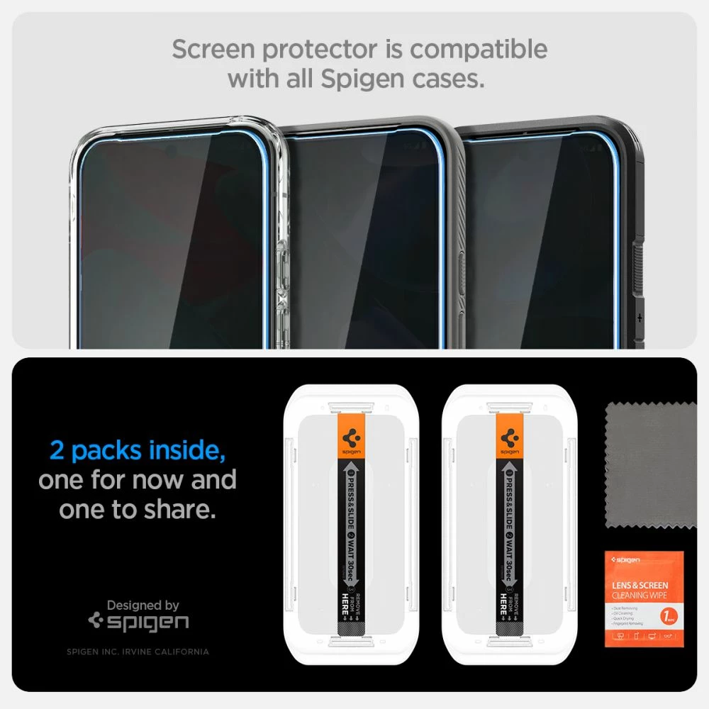 Mbrojtës ekrani Spigen Glas.TR Ez Fit Privacy, për Google Pixel 9 / 9 Pro, 2 copë