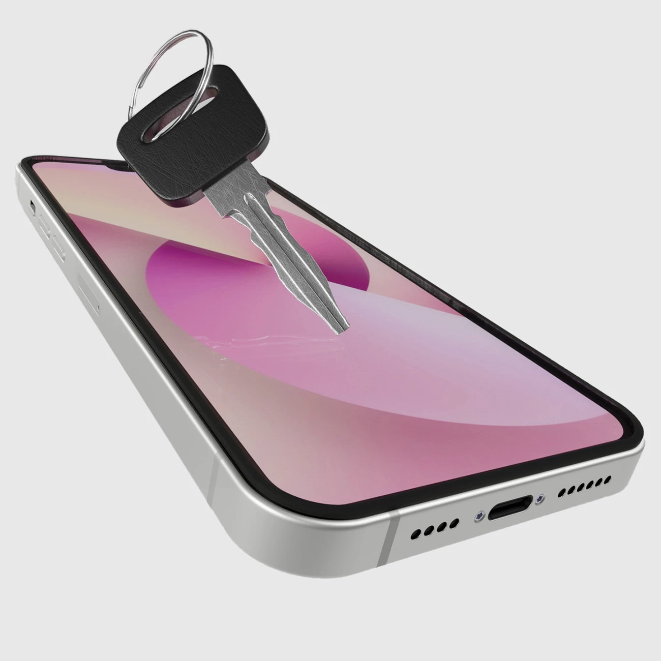 Xham mbrojtës Full Cover i kalitur SBS Full Cover për iPhone 13/13 Pro/14/16e/17e, i zi, me 2 peceta pastrimi