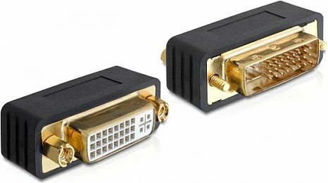 Adapter DVI DeLOCK DVI-I 24+5, mashkull në femër, i zi