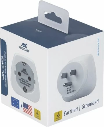 Adapter udhëtimi RivaCase PS4301 EU në US, 100-250V, 15A, i bardhë