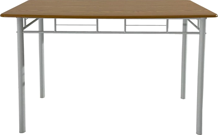 Tavolinë me karrige Roza II, set 5 copë, MDF natyrale, këmbë metalike të bardha, 110x60x74cm