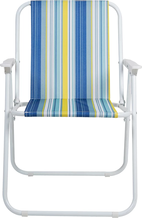 Karrige palosëse për plazh e kamping, material çeliku i bardhë, pëlhurë me vija blu, Jette, 53x56x73cm