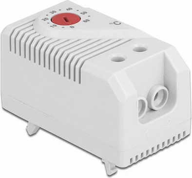 Termostat DeLOCK për shinë DIN, 0-60°C, kontakt NC, IP20, gri/kuqe