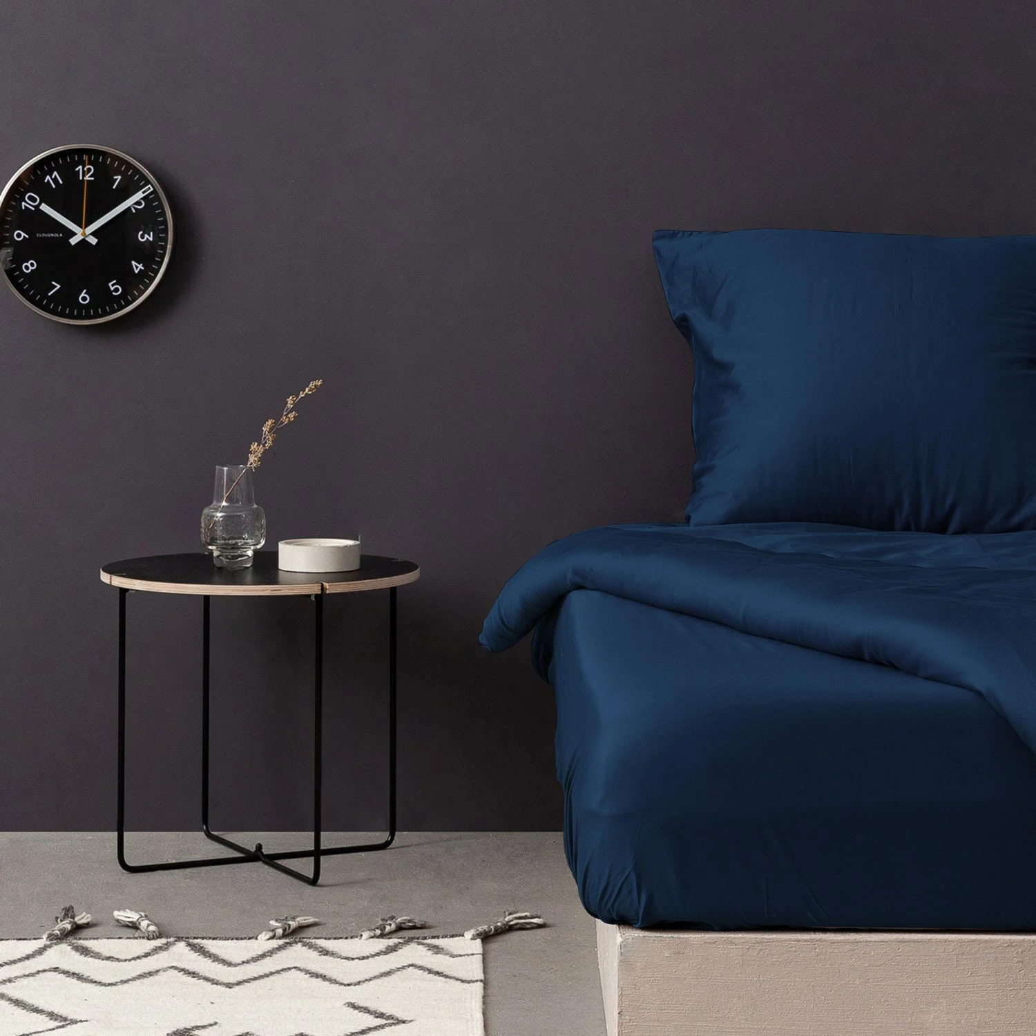 Çarçaf i vogël i ngushtë, saten, ngjyrë petrol blue, L'essentiel