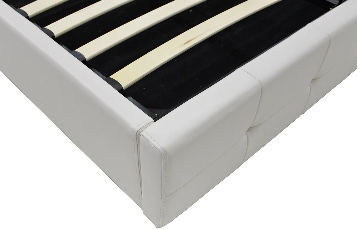 Shtrat dopio Roi PU me hapësirë ruajtjeje, ngjyrë e bardhë mat, 160x200