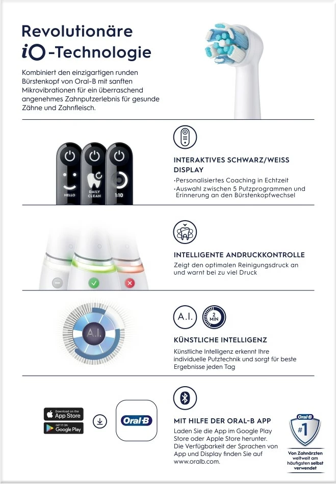 Furçë dhëmbësh elektrike Oral-B iO Series 6, 5 mënyra larjeje, e bardhë