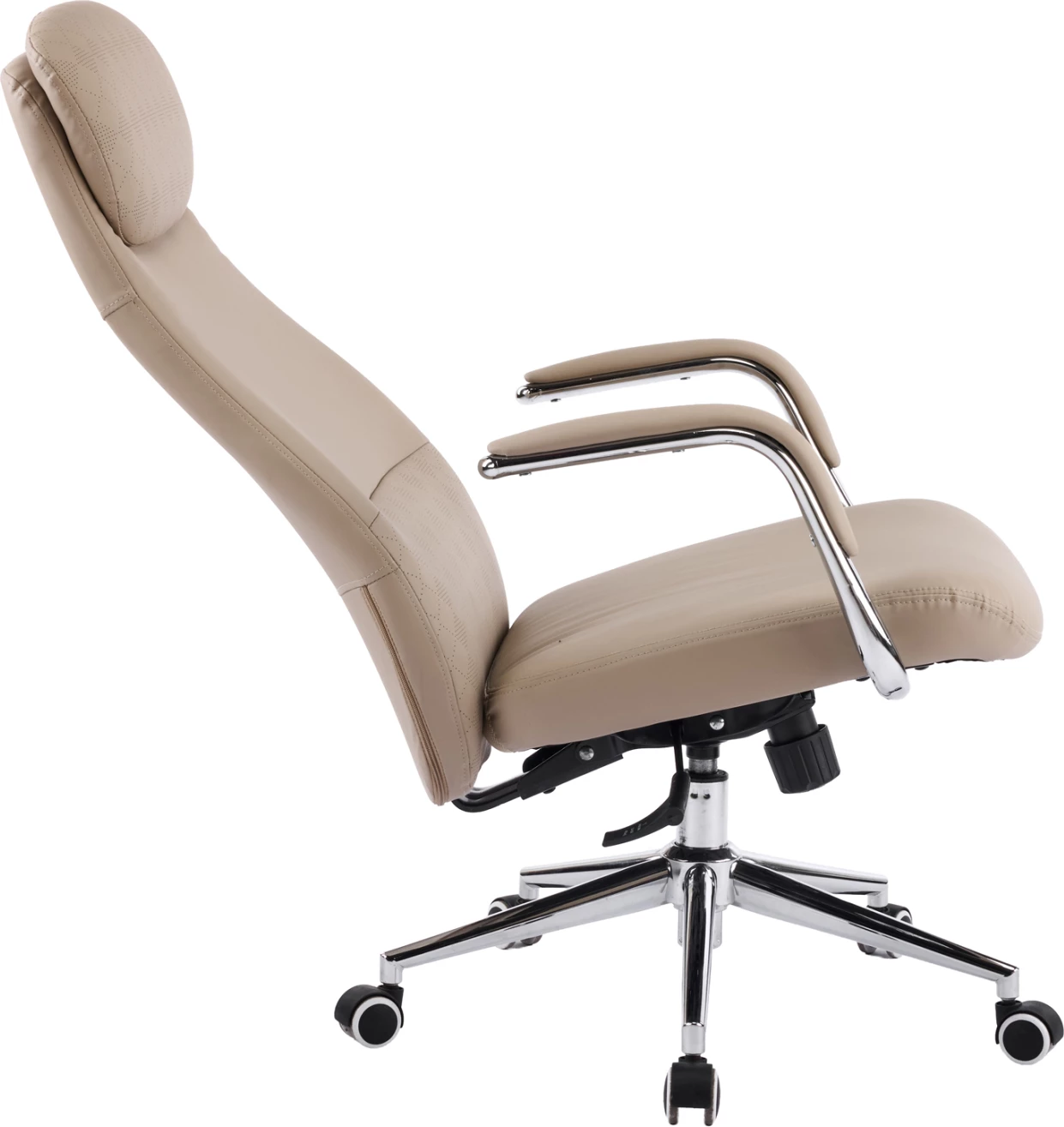 Karrige zyre SONTY, lëkurë PU bezhë, bazë kromi, FH18354.02, 64x68x125cm