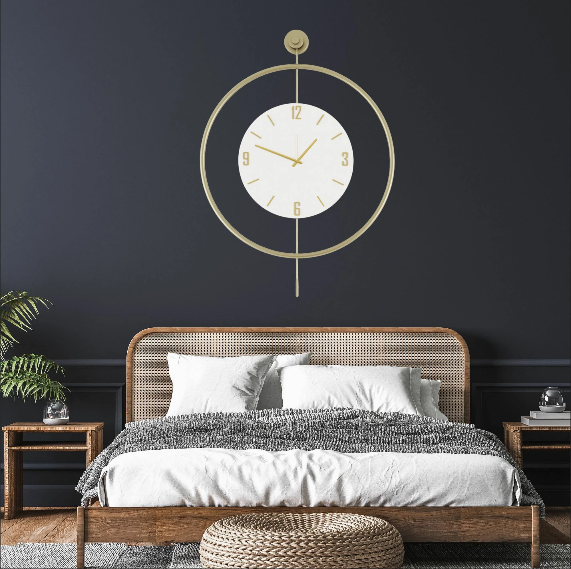 Orë muri dekorative metalike Wallity, Mclock-00111, ngjyrë ari, 58x80x7cm