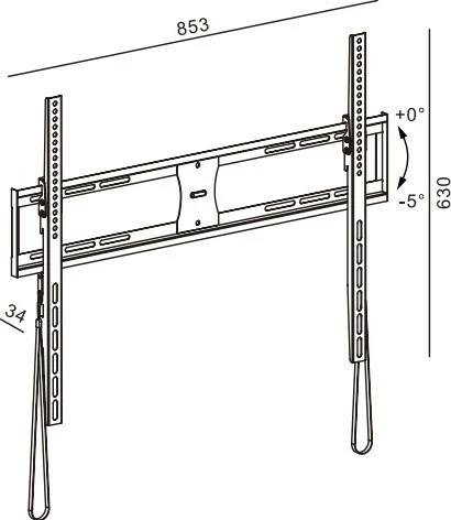 Mbajtës muri TV, TB, TB-851E, 55-100", 65 kg, VESA 800x600, e zezë
