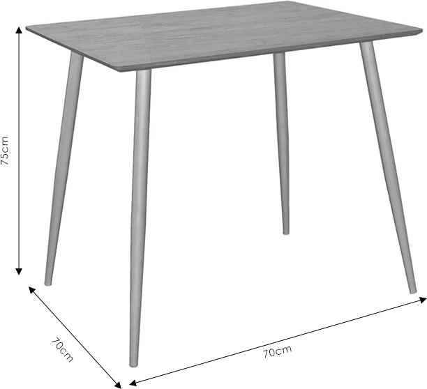 Set tavoline me karrige Julita-Cuba, ngjyrë e zezë-sonoma, 70x70x75cm