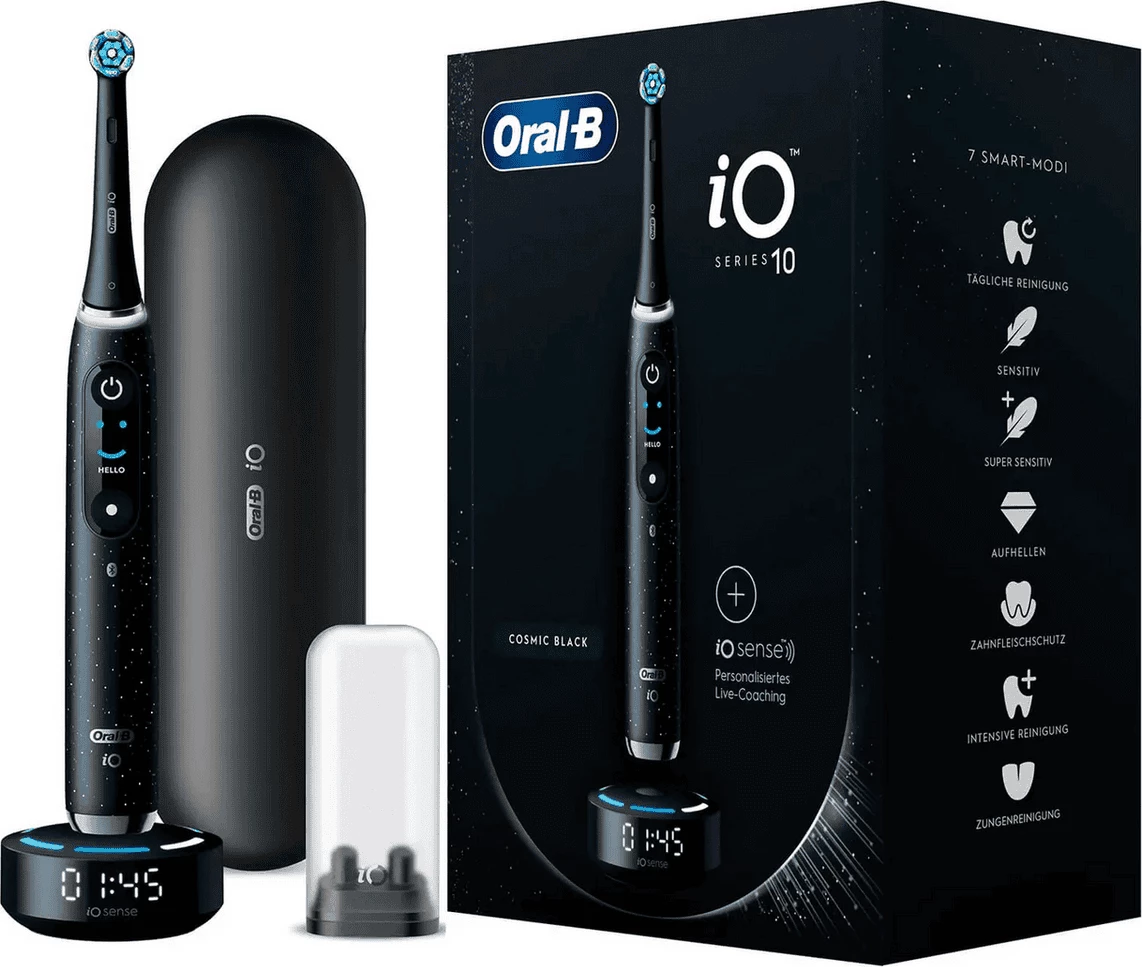 Furçë dhëmbësh elektrike, Oral-B iO10 (MPN 435587), 7 modalitete, me karikues smart iO Sense, e rikarikueshme, e zezë