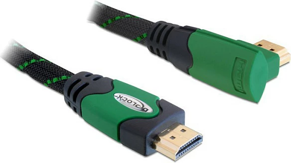 Kabllo HDMI DeLOCK High Speed 1.4, 5m, 4K, 3D, me Ethernet, e zezë/gjelbër