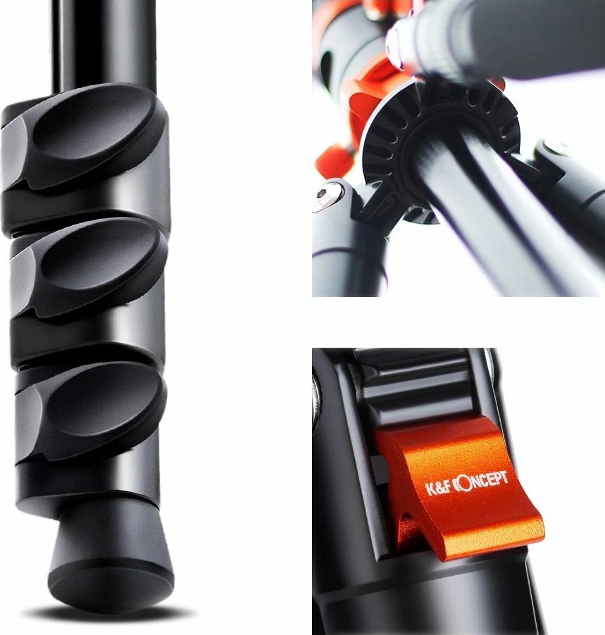 Tripod/monopod K&F Concept SB6234, 185 cm, 10 kg, kokë 360°, zezë/portokalli