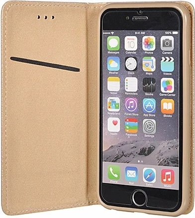 Mbështjellës HAVANA Magnetic Flip Cover për Huawei P40 Lite E, mbyllje me magnet, hapësirë për kartelë, gold