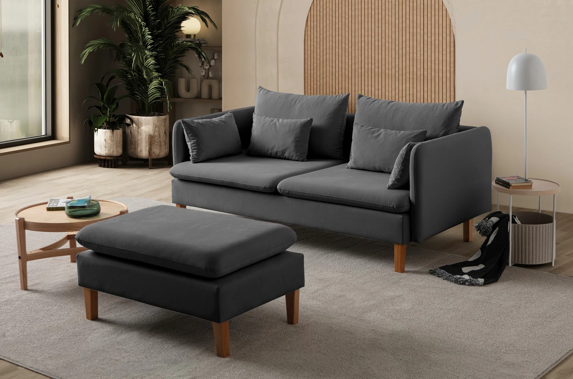 Divan treshe, ngjyrë antracit, Flexy, Atelier del Sofa