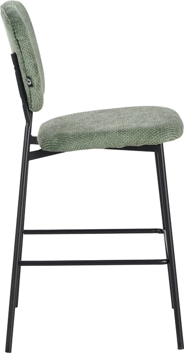 Karrige për bar Cathair, pëlhurë bouclé, ngjyrë e gjelbër, këmbë metalike të zeza, 48x54x100cm